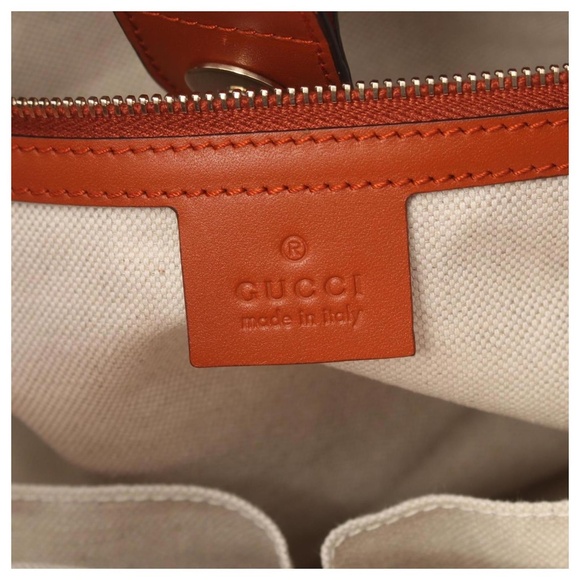 GUCCI Blue Denim Tote Bag w/ Brown Leather Trim Handbag - Picture 3 of 15